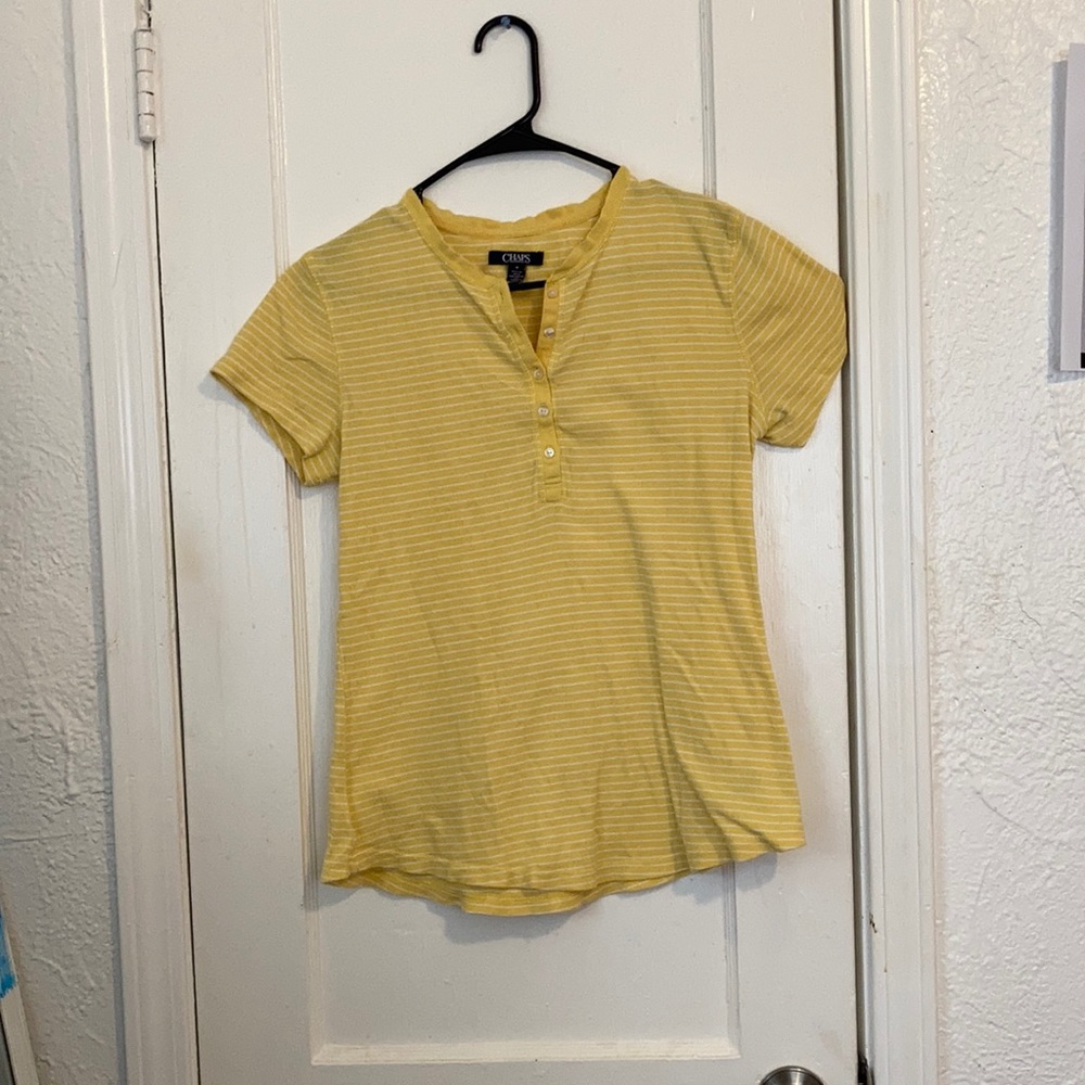 Chaps Yellow Striped Button Up Shirt
